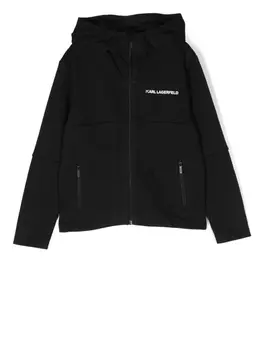 Karl Lagerfeld Kids худи на молнии с логотипом, черный
