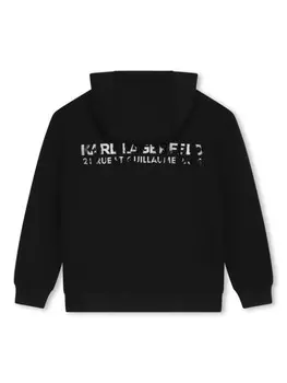 Karl Lagerfeld Kids худи на молнии с тисненым логотипом, черный
