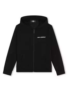 Karl Lagerfeld Kids худи на молнии с логотипом, черный