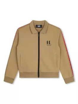 Karl Lagerfeld Kids кардиган на молнии с логотипом, коричневый