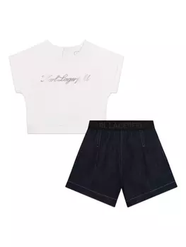 Karl Lagerfeld Kids комплект из футболки и шортов с логотипом, белый