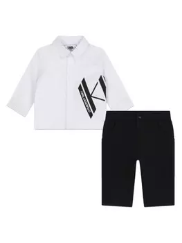 Karl Lagerfeld Kids комплект из футболки и шортов с логотипом, белый
