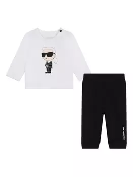 Karl Lagerfeld Kids комплект из футболки и легинсов с логотипом, белый