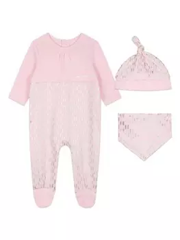 Karl Lagerfeld Kids комплект из комбинезона и шапки с нагрудником, розовый