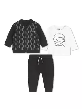 Karl Lagerfeld Kids комплект из органического хлопка со свитшотом и спортивным костюмом, белый