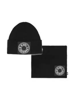 Karl Lagerfeld Kids комплект из шапки бини и снуда с логотипом, черный