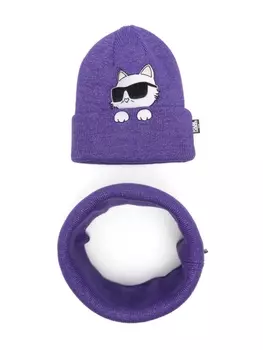 Karl Lagerfeld Kids комплект шапки и капюшона Choupette, фиолетовый