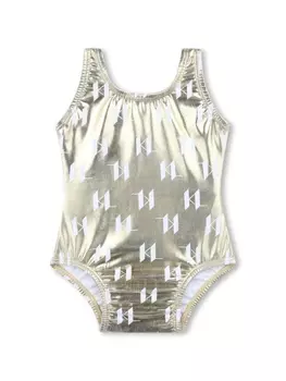 Karl Lagerfeld Kids купальник с монограммой, золотой