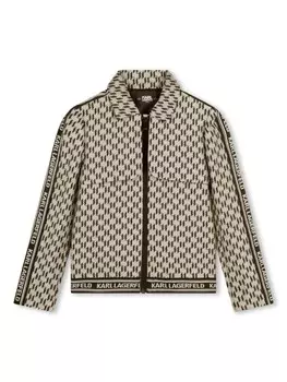 Karl Lagerfeld Kids куртка на молнии с монограммным узором, нейтральный цвет