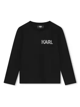 Karl Lagerfeld Kids лонгслив с логотипом, черный