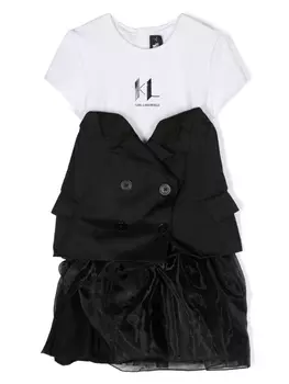 Karl Lagerfeld Kids многослойное платье-корсет, черный