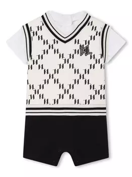 Karl Lagerfeld Kids многослойный ромпер с монограммой, нейтральный цвет