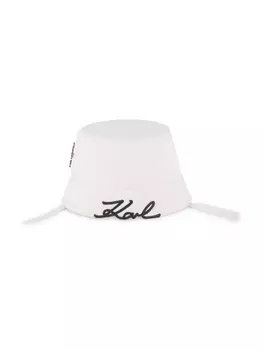 Karl Lagerfeld Kids панама с вышитым логотипом, белый