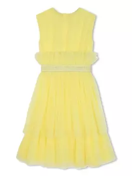 Karl Lagerfeld Kids платье А-силуэта с тюлем, желтый