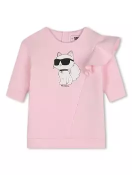 Karl Lagerfeld Kids платье асимметричного кроя с графичным принтом, розовый