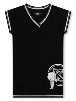 Karl Lagerfeld Kids платье K/Ikonik с полосками, черный