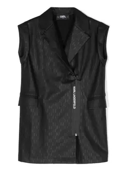 Karl Lagerfeld Kids платье миди с тисненым логотипом, черный