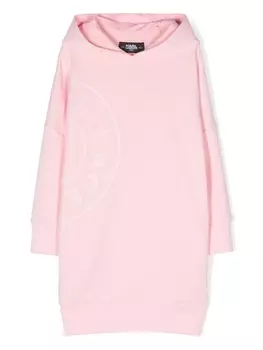 Karl Lagerfeld Kids платье с капюшоном и логотипом, розовый