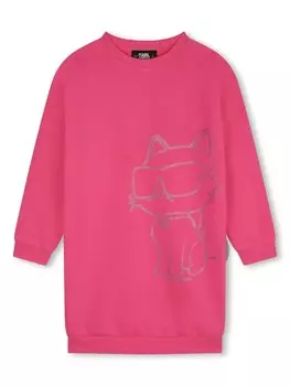 Karl Lagerfeld Kids платье с круглым вырезом и принтом Choupette, розовый