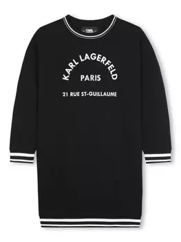 Karl Lagerfeld Kids платье с круглым вырезом и принтом логотипа, черный