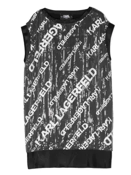 Karl Lagerfeld Kids платье с пайетками и логотипом, серебристый