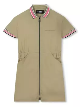 Karl Lagerfeld Kids платье с полосками и логотипом, зеленый