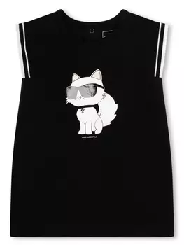 Karl Lagerfeld Kids платье с принтом Ikonik Choupette, черный