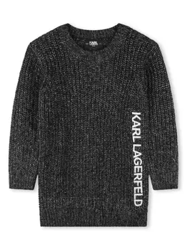 Karl Lagerfeld Kids платье с вышитым логотипом, серый