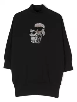 Karl Lagerfeld Kids платье-толстовка с декором Ikonik, черный