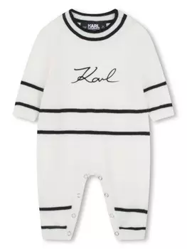 Karl Lagerfeld Kids полосатый комбинезон с логотипом, белый