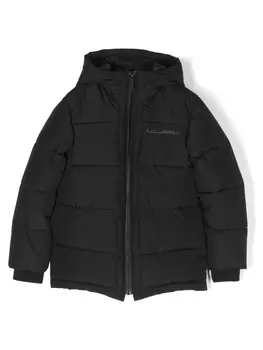 Karl Lagerfeld Kids пуховик с нашивкой-логотипом, черный