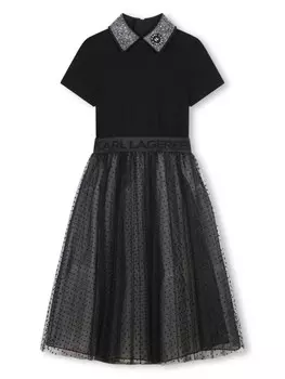 Karl Lagerfeld Kids пышное платье с кристаллами, черный