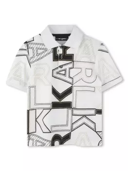 Karl Lagerfeld Kids рубашка поло с логотипом, белый