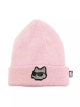 Karl Lagerfeld Kids шапка бини Choupette со стразами, розовый