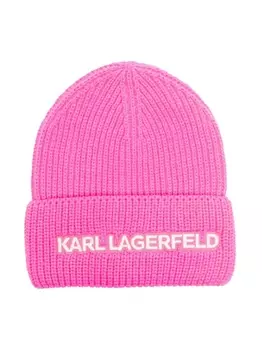 Karl Lagerfeld Kids шапка бини с вышитым логотипом, розовый