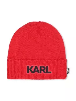 Karl Lagerfeld Kids шапочка с вышитым логотипом, красный