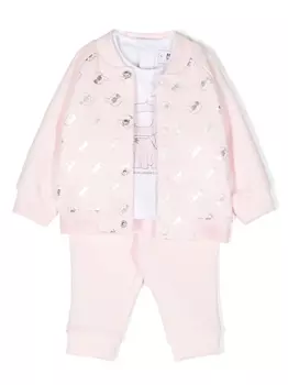Karl Lagerfeld Kids спортивный костюм с графичным принтом, розовый