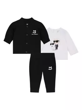 Karl Lagerfeld Kids спортивный костюм-тройка с логотипом, черный