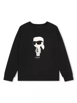 Karl Lagerfeld Kids толстовка Ikonik с круглым вырезом, черный