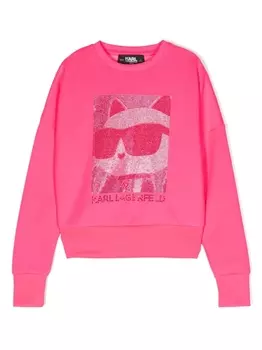 Karl Lagerfeld Kids толстовка с логотипом Choupette, розовый