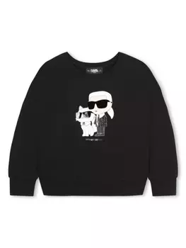 Karl Lagerfeld Kids толстовка с принтом Karl and Choupette, черный