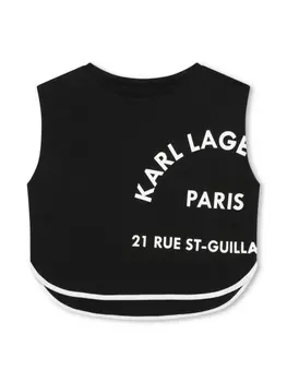 Karl Lagerfeld Kids топ из органического хлопка с логотипом, черный