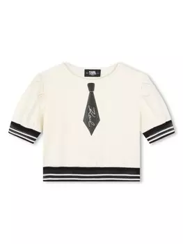 Karl Lagerfeld Kids топ с вышитым логотипом, белый