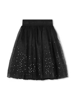 Karl Lagerfeld Kids юбка из органзы с пайетками, черный