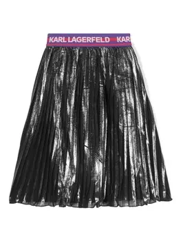 Karl Lagerfeld Kids юбка миди с логотипом на поясе, синий