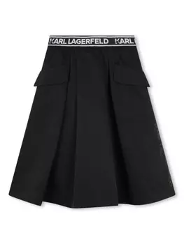 Karl Lagerfeld Kids юбка миди с логотипом на поясе, черный