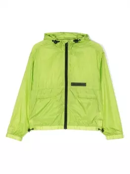 Karl Lagerfeld Kids ветровка с капюшоном и логотипом, зеленый
