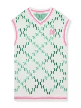 Karl Lagerfeld Kids жаккардовое платье с монограммой, нейтральный цвет