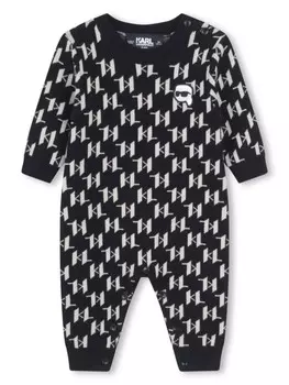 Karl Lagerfeld Kids жаккардовый узор с монограммой для малышей, черный