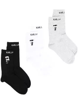 Karl Lagerfeld комплект из трех пар носков Ikonik вязки интарсия